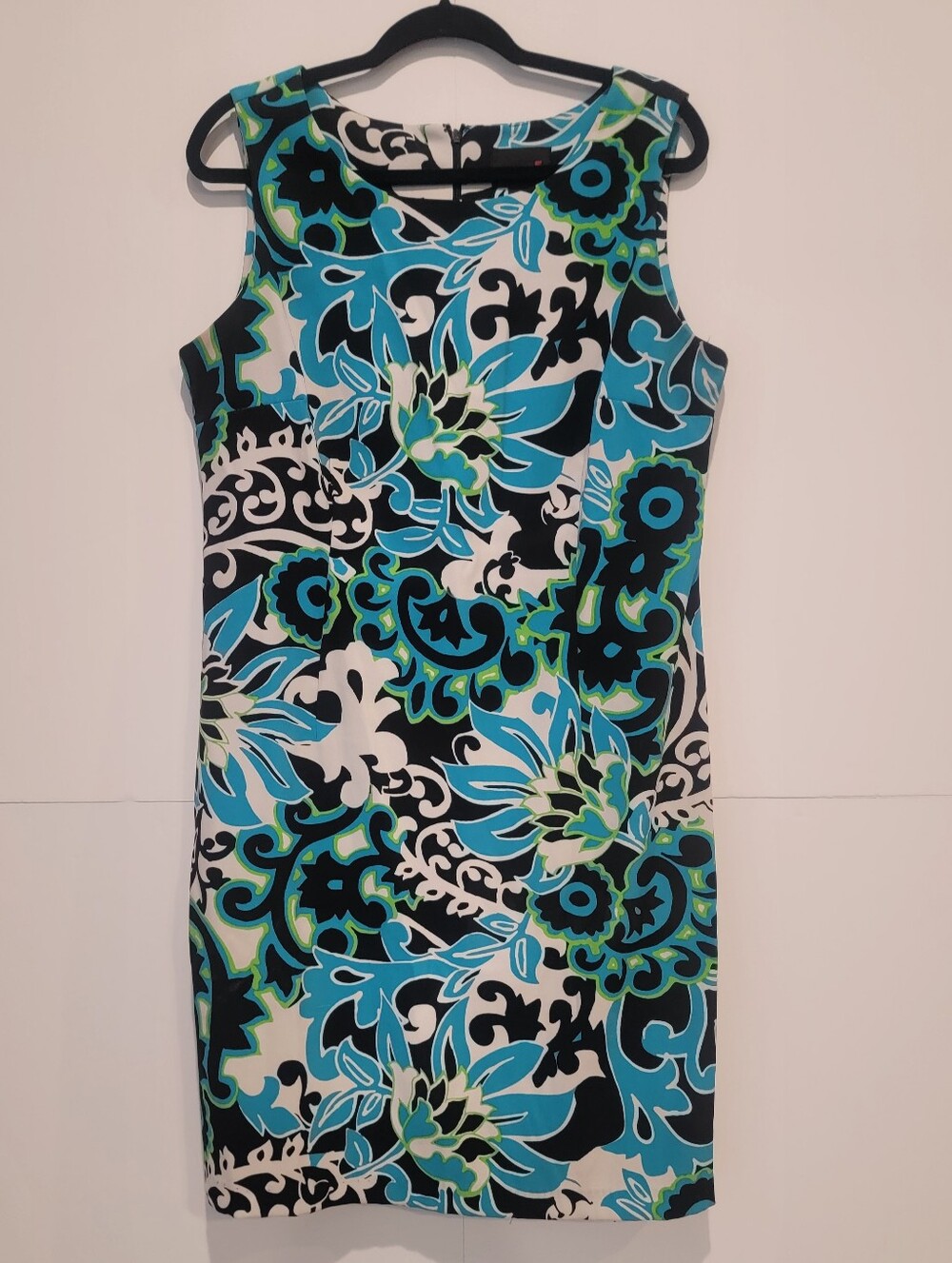Scarlett Size 14 Blue Green Floral Paisley Sleeveless Shift Dress